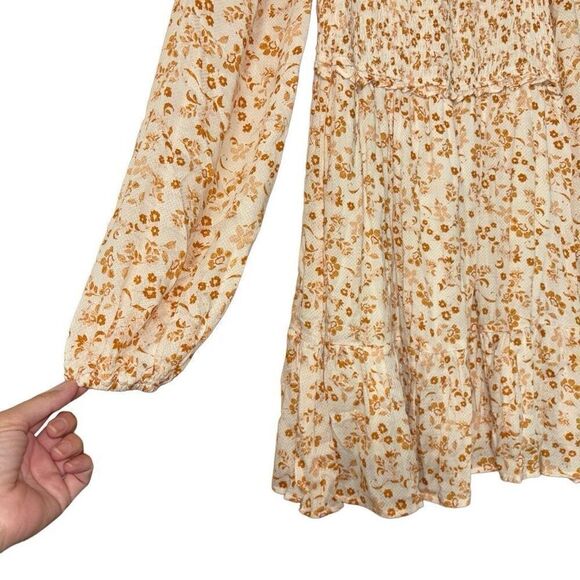 Altard state boho floral smocked puff sleeve mini dress - Picture 9 of 13